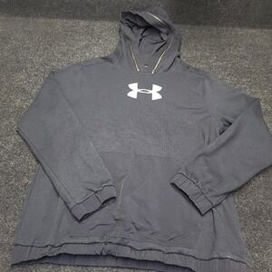 Under Armour Mens Loose Fit Hoodie Black Gold Zip Mixed Media Sweatshirt Large